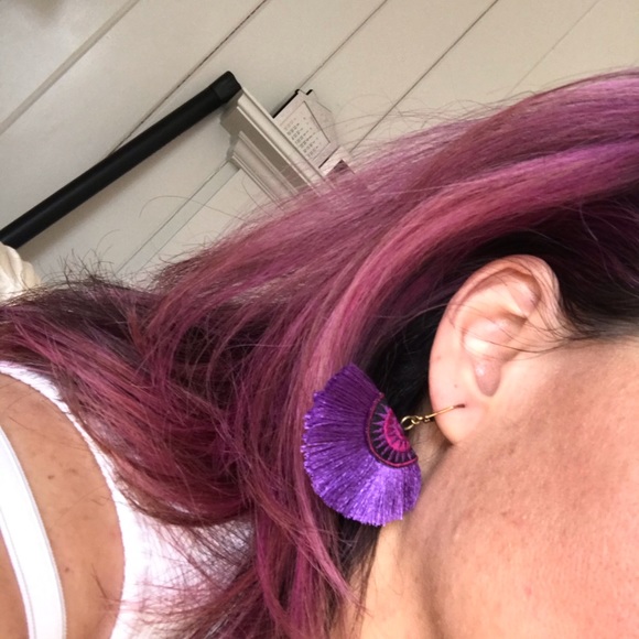 Shashi Sophie Fan Earrings in purple - Picture 6 of 8